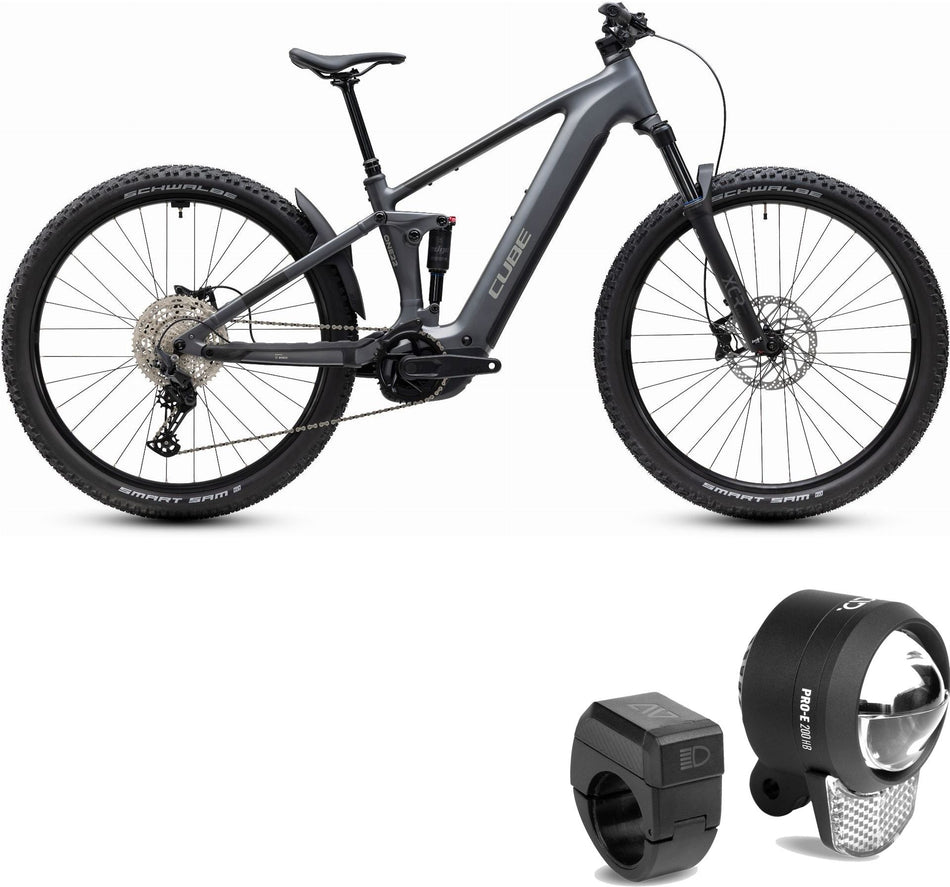 Cube Stereo Hybrid ONE22 Pro 800 Wh E-Bike Fully slabgrey´n´chrome inkl. ACID Frontlicht PRO-E 200