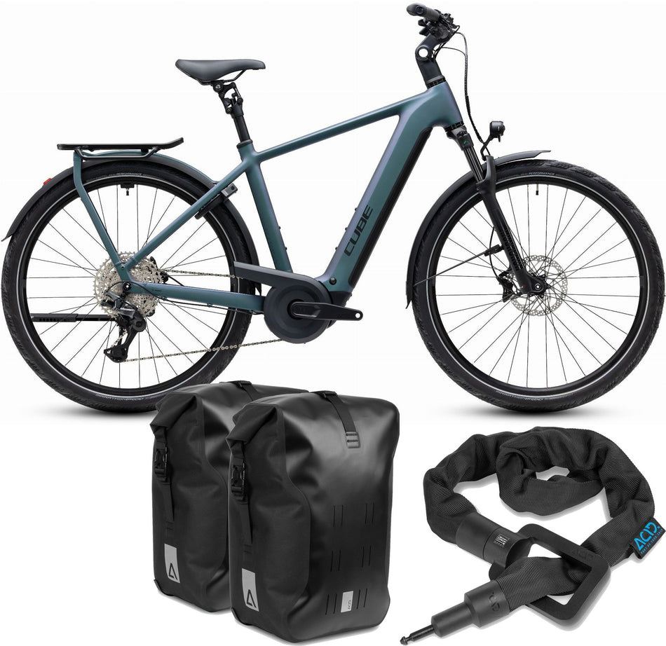 Cube Kathmandu Hybrid Pro 800 Wh E-Trekkingbike Diamant 28" smaragdgrey´n´black inkl. ACID Einsteckkette Solid 100 + ACID Seitentaschen Pro SMLink 2.0