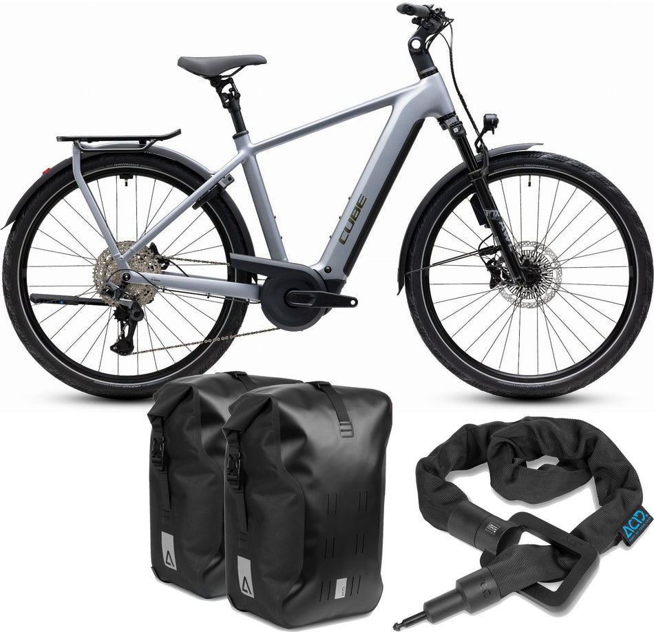 Cube Kathmandu Hybrid EXC 800 Wh E-Trekkingbike Diamant 28" slategrey´n´chrome inkl. ACID Einsteckkette Solid 100 + ACID Seitentaschen Pro SMLink 2.0