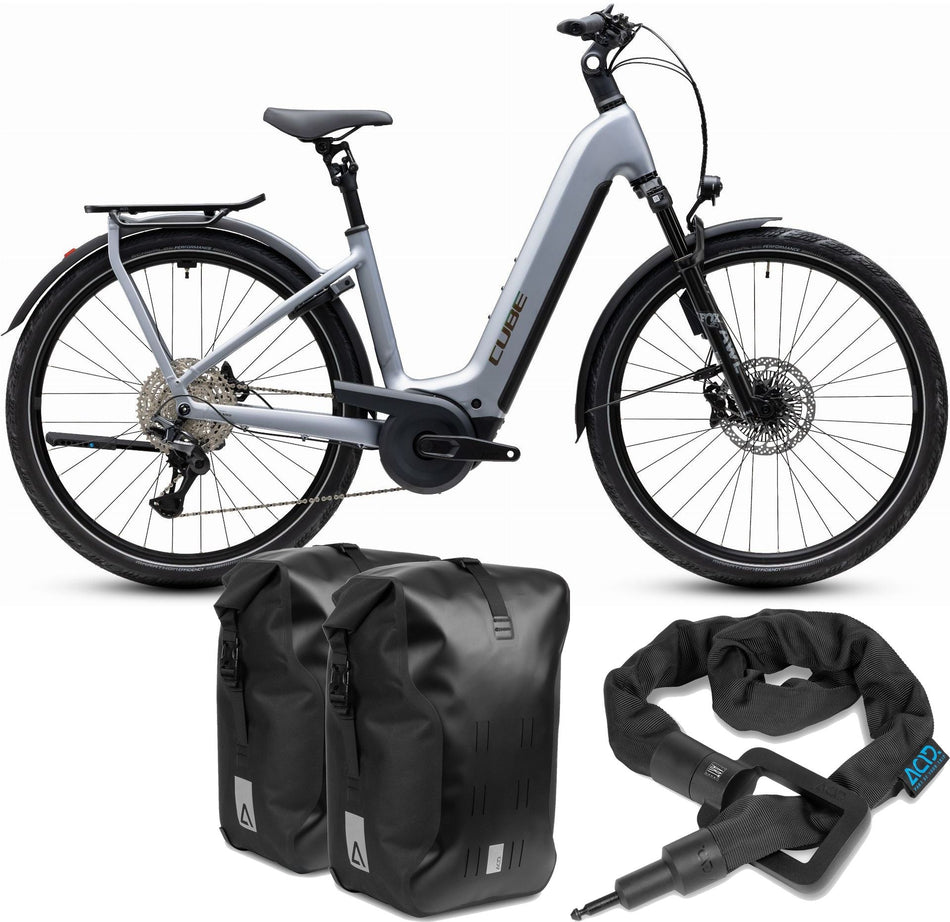 Cube Kathmandu Hybrid EXC 800 Wh E-Trekkingbike Easy Entry 28" slategrey´n´chrome inkl. ACID Einsteckkette + ACID Seitentaschen SMLink