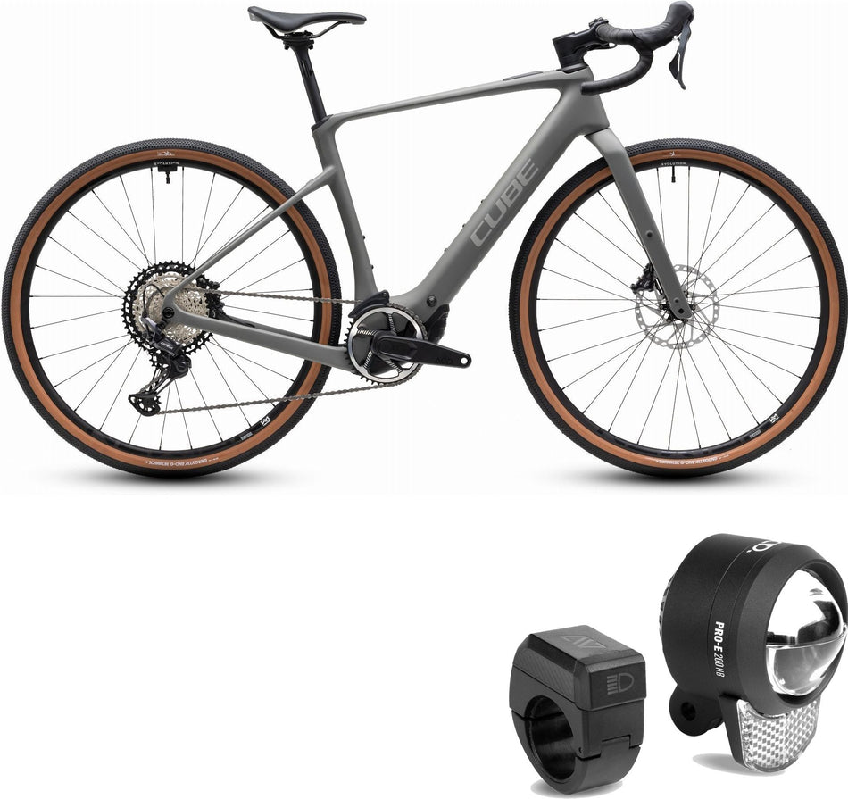 Cube Nuroad Hybrid C:62 Race 400X Wh E-Gravelbike Diamant 28" oldgrey´n´grey inkl. ACID Frontlicht PRO-E 200