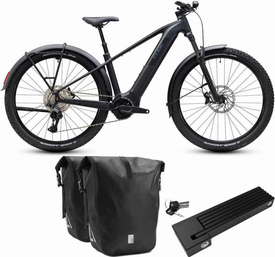 Cube Reaction Hybrid Pro 800 Wh FE E-Bike Hardtail Diamant silverdust´n´prism inkl. ACID Faltschloss RIGID 90 + ACID Seitentaschen Pure CILink