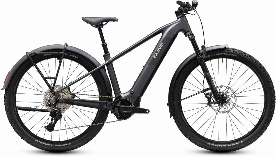 Cube Reaction Hybrid Race 800 Wh FE E-Bike Hardtail Diamant slabgrey´n´chrome inkl. ACID Faltschloss RIGID 90 + ACID Seitentaschen Pure CILink