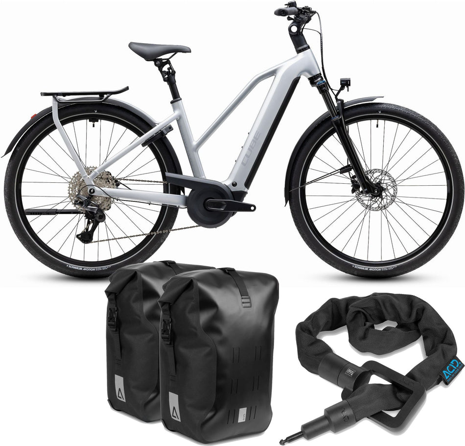 Cube Kathmandu Hybrid ONE 800 Wh E-Trekkingbike Trapeze 28" silverstar´n´reflex inkl. ACID Einsteckkette Solid 100 + ACID Seitentaschen Pro SMLink 2.0