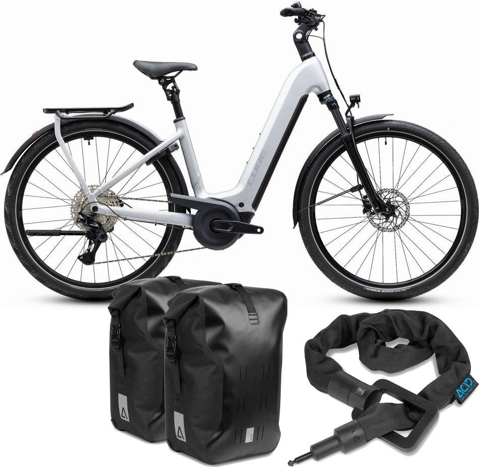 Cube Kathmandu Hybrid ONE 800 Wh E-Trekkingbike Easy Entry 28" silverstar´n´reflex inkl. ACID Einsteckkette + ACID Seitentaschen SMLink
