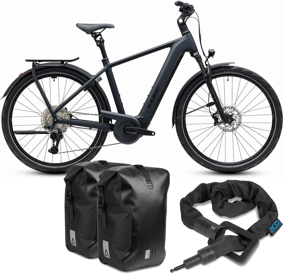 Cube Kathmandu Hybrid Pro 800 Wh E-Trekkingbike Diamant 28" coal´n´black inkl. ACID Einsteckkette Solid 100 + ACID Seitentaschen Pro SMLink 2.0