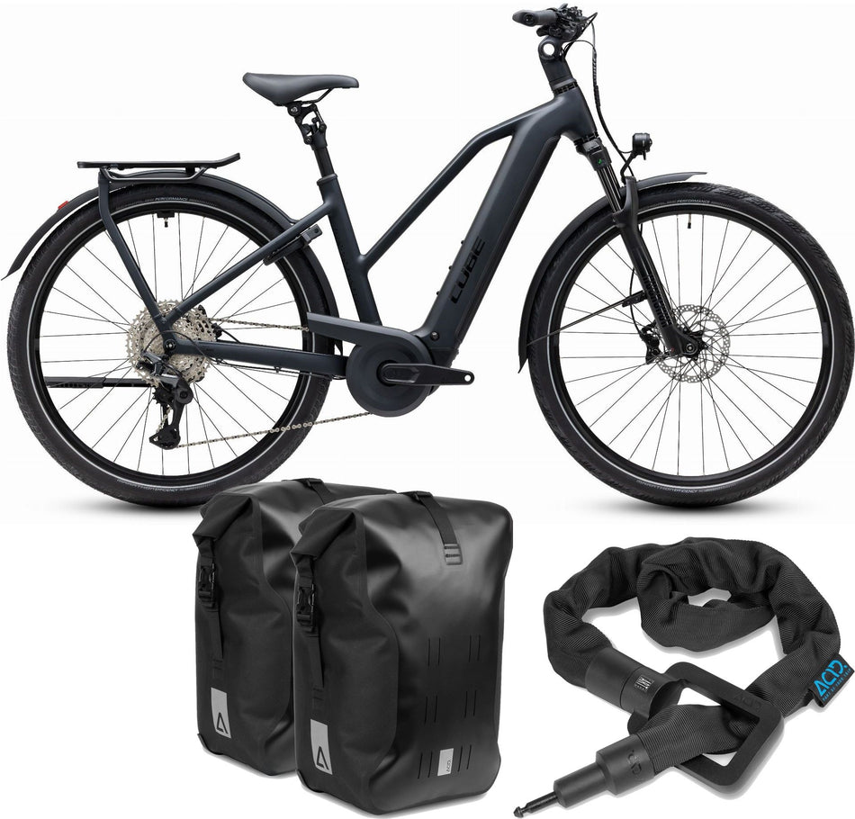 Cube Kathmandu Hybrid Pro 800 Wh E-Trekkingbike Trapeze 28" coal´n´black inkl. ACID Einsteckkette Solid 100 + ACID Seitentaschen Pro SMLink 2.0