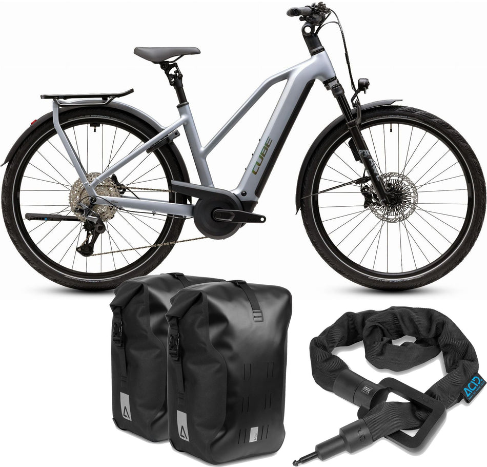 Cube Kathmandu Hybrid EXC 800 Wh E-Trekkingbike Trapeze 28" slategrey´n´chrome inkl. ACID Einsteckkette Solid 100 + ACID Seitentaschen Pro SMLink 2.0