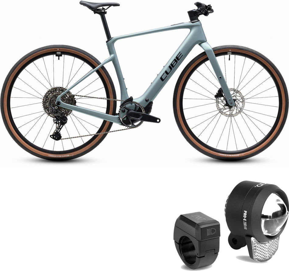 Cube Nulane Hybrid C:62 Race 400X Wh E-Gravelbike Diamant 28" seagrey´n´black inkl. ACID Frontlicht PRO-E 200