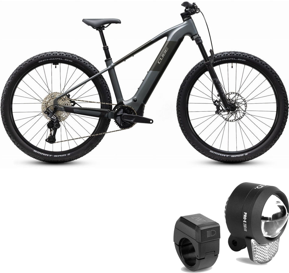 Cube Reaction Hybrid Race 800 Wh E-Bike Hardtail Diamant slabgrey´n´chrome inkl. ACID Frontlicht PRO-E 200