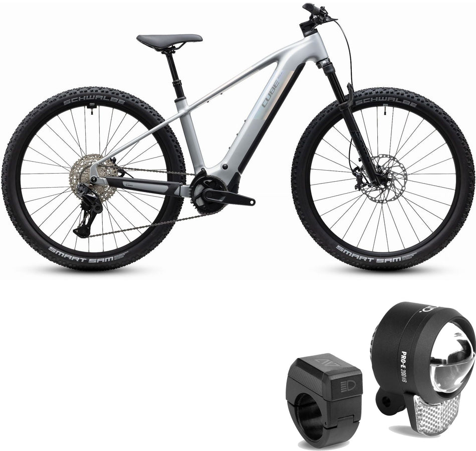 Cube Reaction Hybrid SLX 800 Wh E-Bike Hardtail Diamant platinum´n´reflex inkl. ACID Frontlicht PRO-E 200