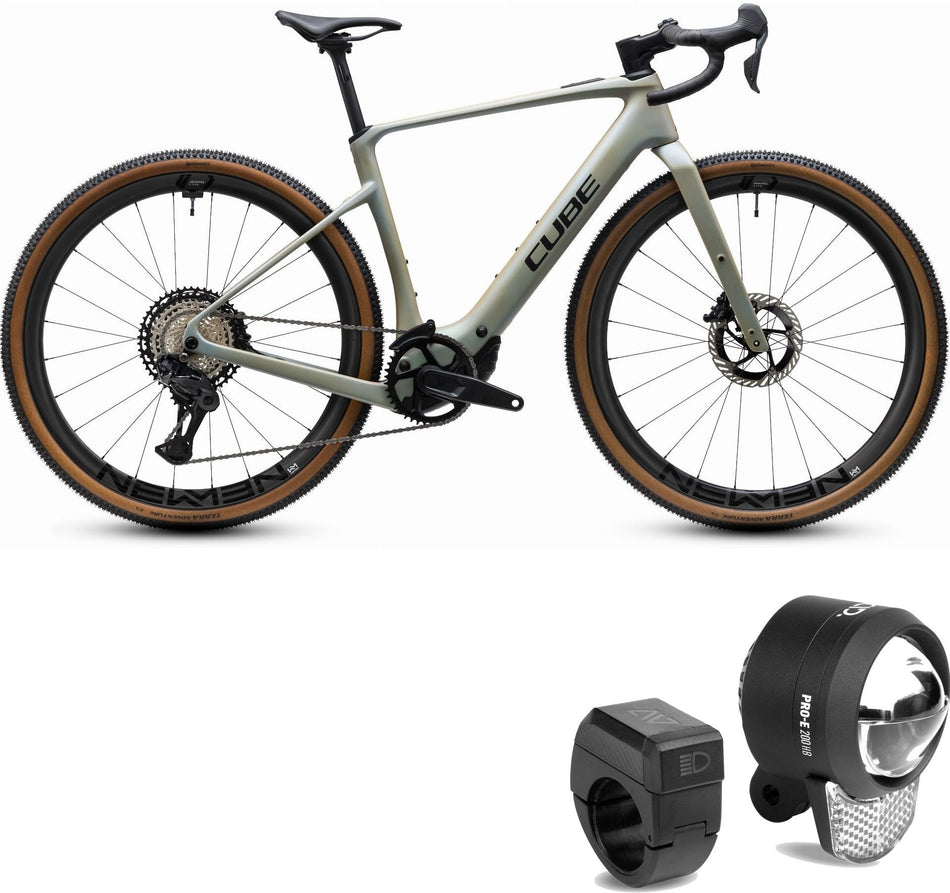 Cube Nuroad Hybrid C:62 SLX 400X Wh E-Gravelbike Diamant 28" glintsand´n´black inkl. ACID Frontlicht PRO-E 200