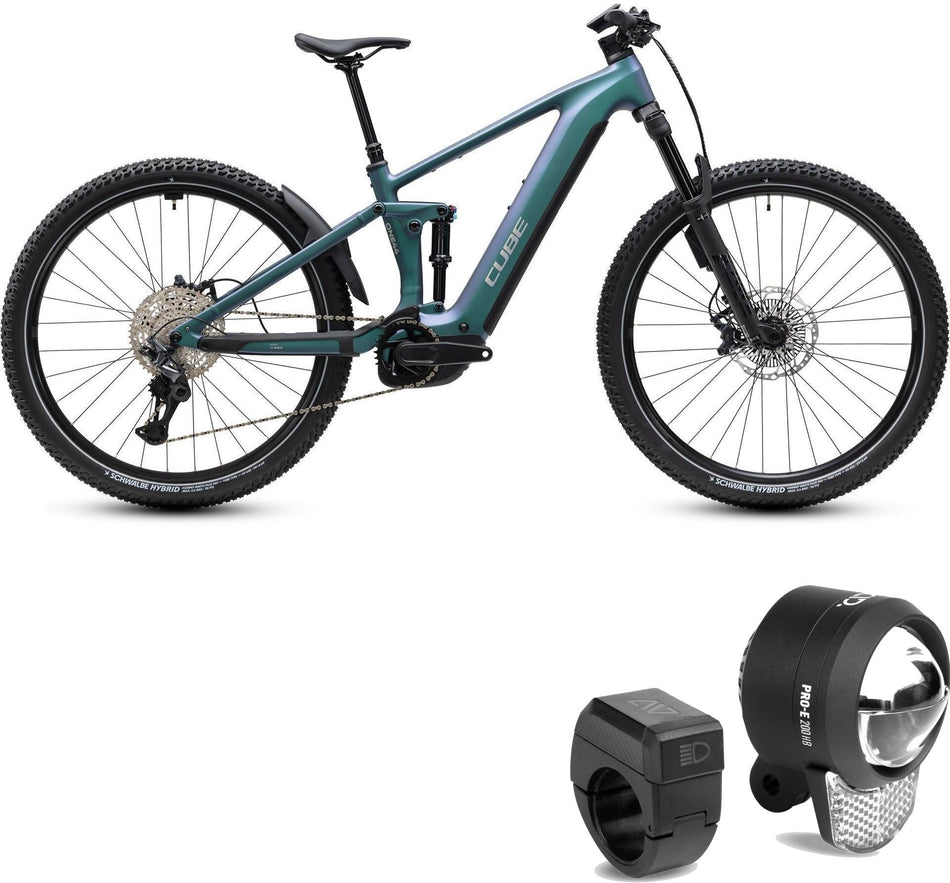 Cube Stereo Hybrid ONE44 SLX 800 Wh E-Bike Fully smaragdgrey´n´chrome inkl. ACID Frontlicht PRO-E 200