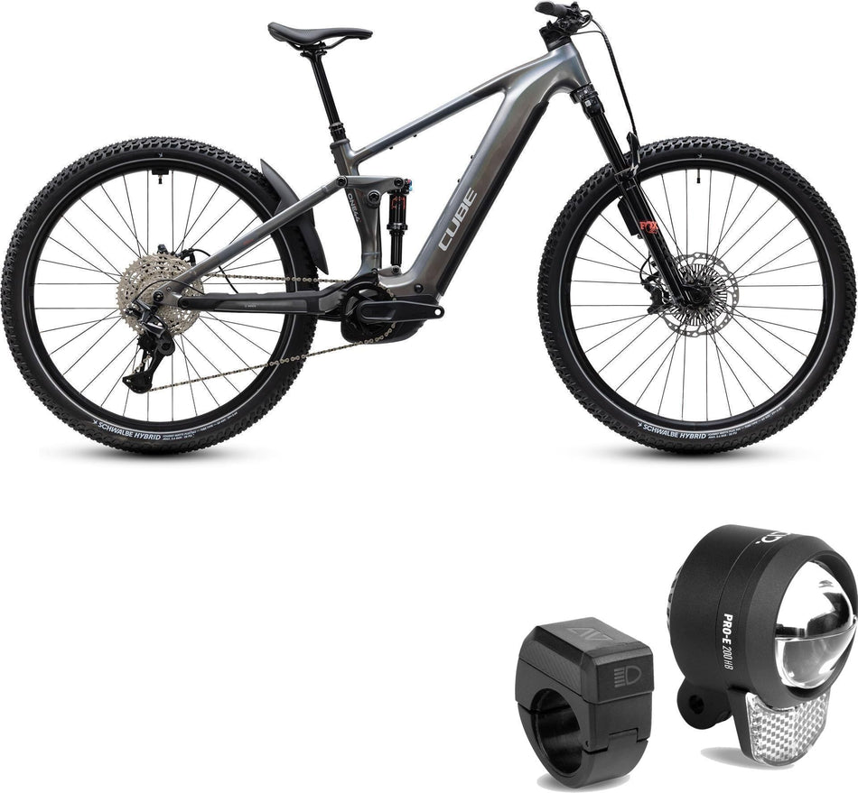 Cube Stereo Hybrid ONE44 SLX 800 Wh E-Bike Fully prismasilver´n´grey inkl. ACID Frontlicht PRO-E 200