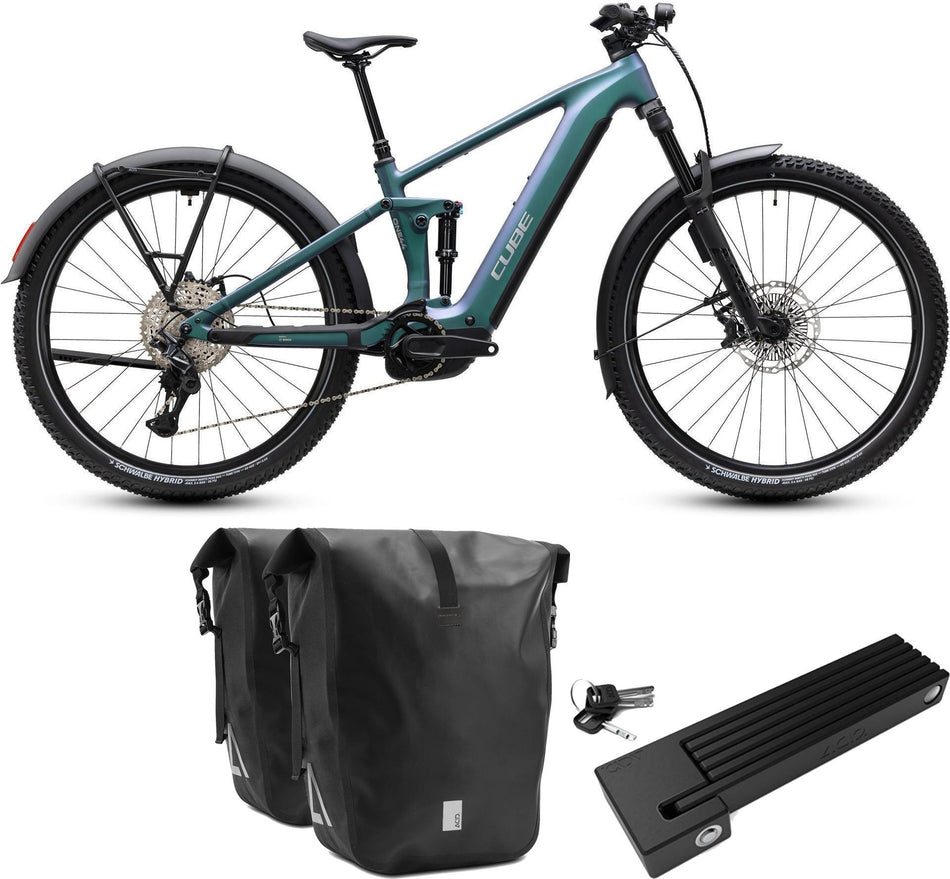 Cube Stereo Hybrid ONE44 SLX 800 Wh FE E-Bike Fully smaragdgrey´n´chrome inkl. ACID Faltschloss RIGID 90 + ACID Seitentaschen Pure CILink