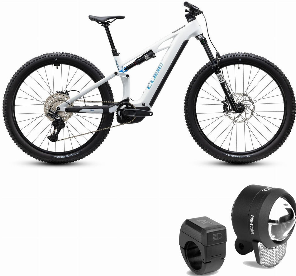 Cube Stereo Hybrid ONE44 HPC Pro 800 Wh E-Bike Fully metallicwhite´n´blue inkl. ACID Frontlicht PRO-E 200
