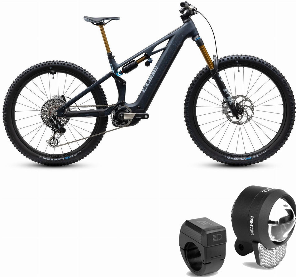 Cube Stereo Hybrid ONE77 HPC SLT 800 Wh E-Bike Fully 29" bluegalaxy´n´grey inkl. ACID Frontlicht PRO-E 200