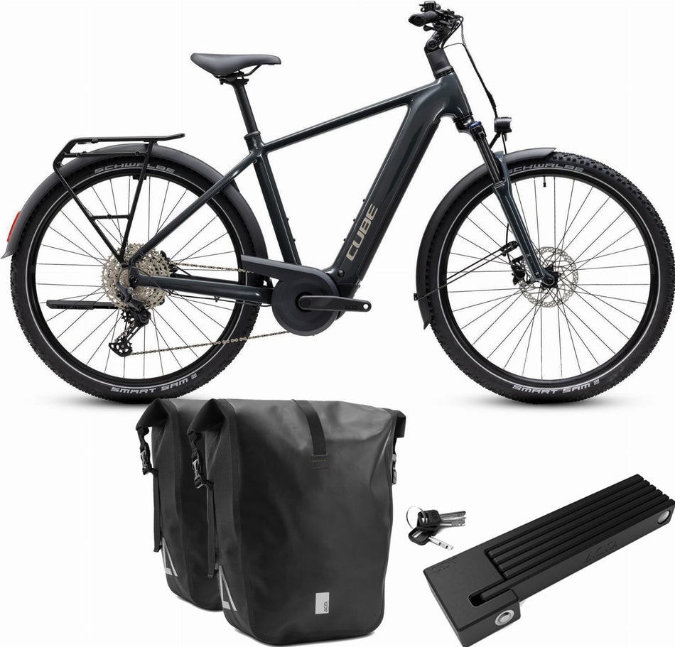 Cube Nuride Hybrid Performance 720 Wh E-Trekkingbike Diamant 28" shadowgrey´n´grey inkl. ACID Faltschloss RIGID 90 + ACID Seitentaschen Pure CILink