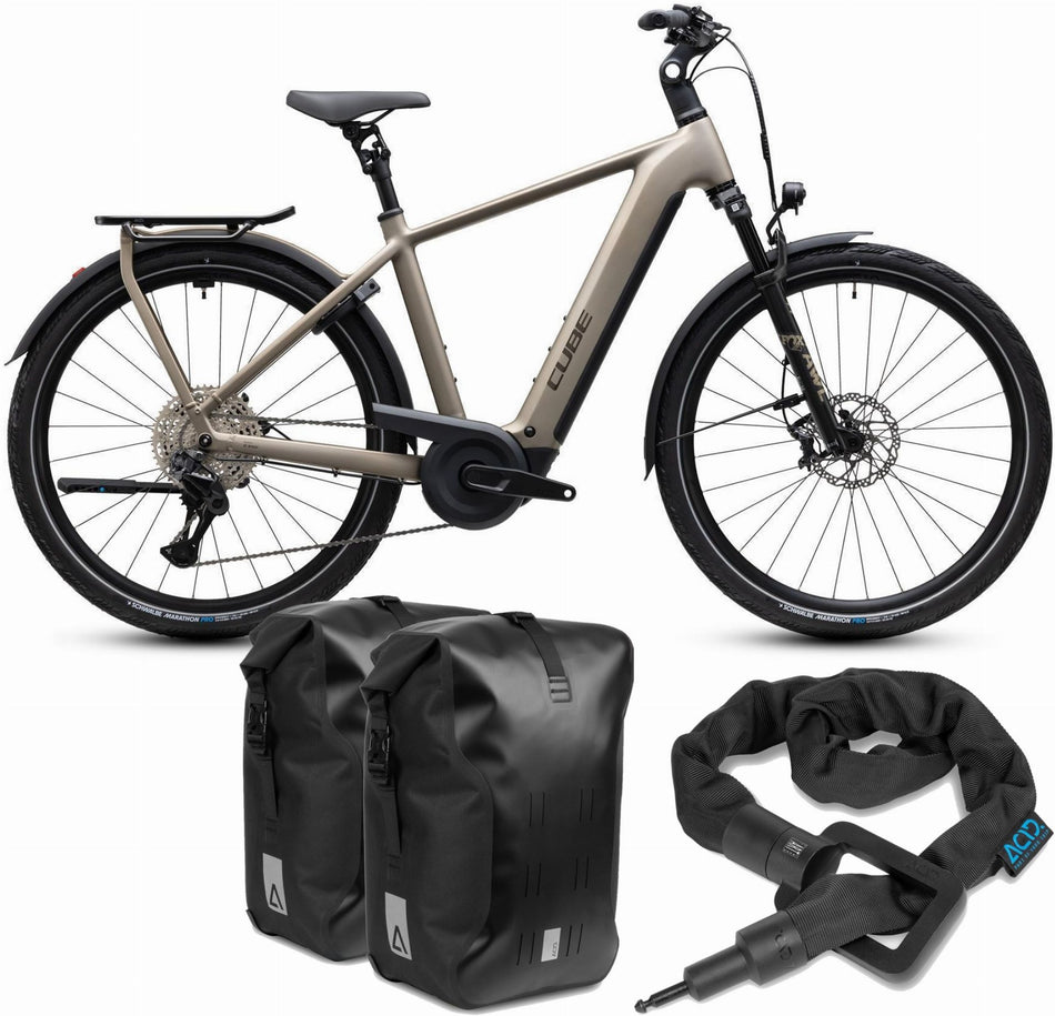 Cube Kathmandu Hybrid SLX 800 Wh E-Trekkingbike Diamant 28" flashstone´n´chrome inkl. ACID Einsteckkette Solid 100 + ACID Seitentaschen Pro SMLink 2.0