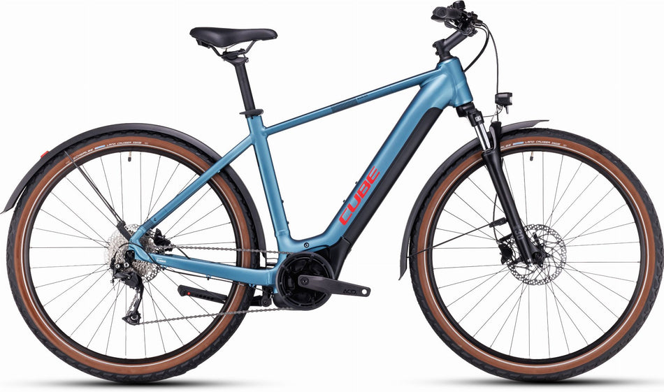 Cube Nuride Hybrid Performance 500 Wh Allroad E-Bike Diamant 28" metalblue´n´red