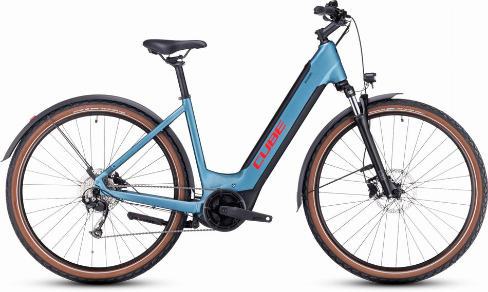 Cube Nuride Hybrid Performance 500 Wh Allroad E-Bike Easy Entry 28" metalblue´n´red