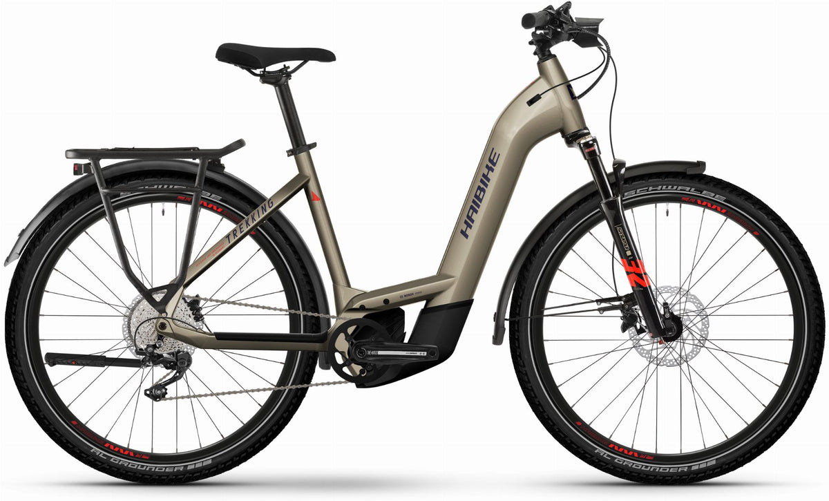 e bike 750 watt 85 nm trekking Haibike Trekking 8 750 Wh E-Bike Wave 27,5" sand/red/blue