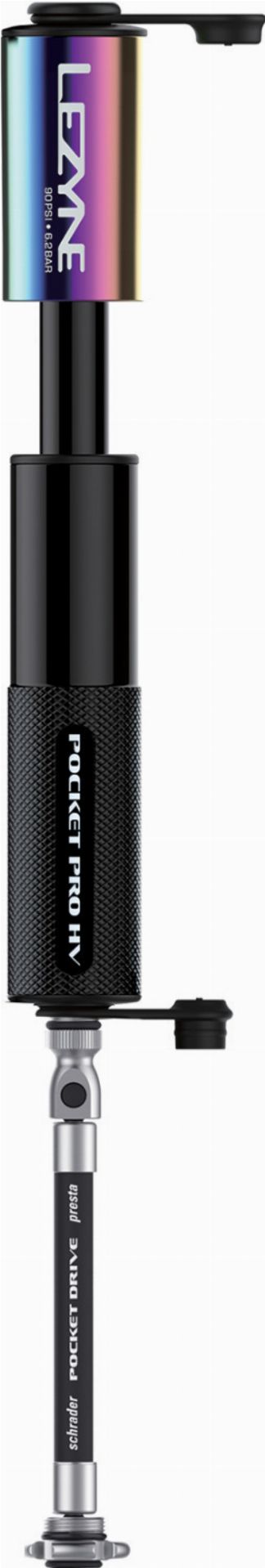 Lezyne Minipumpe CNC Pocket Drive Pro HV Neo Metallic/schwarz-glänzend