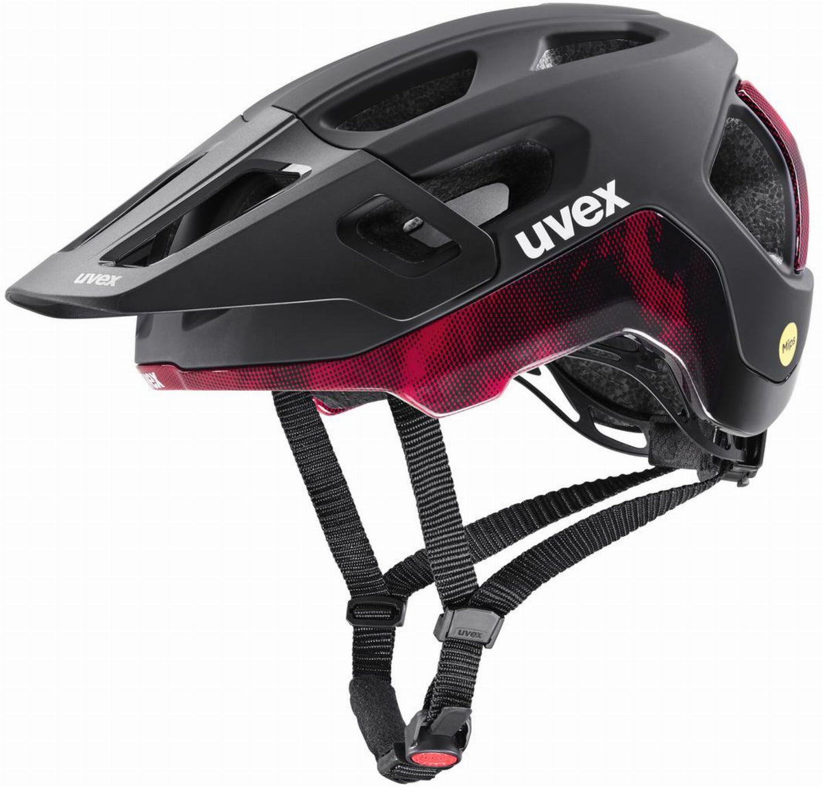 Uvex React Mips MTB-Helm black-ruby red matt - 52-56 cm