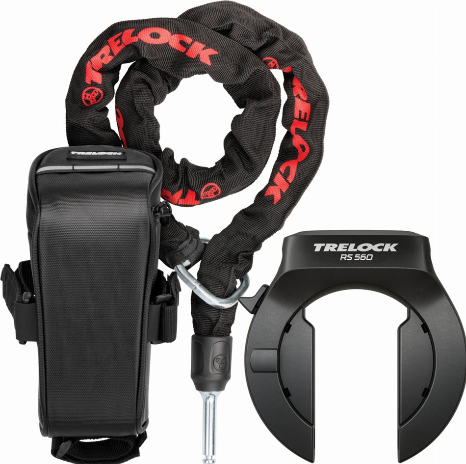 Trelock RS 560 AZ Standard + ZR 355 100/6 inkl. Einsteckkette + Satteltasche Rahmenschloss schwarz