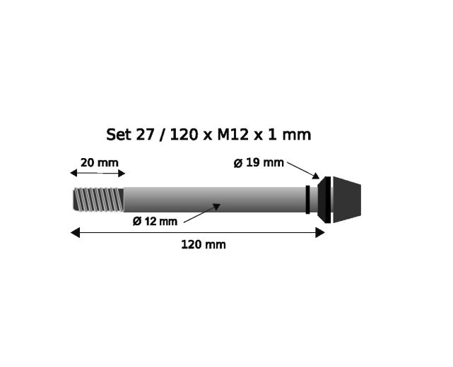 Pitlock Set 27 Steckachse VR 12x120mmx1.0mm