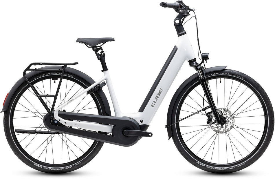 Cube Supreme RT Hybrid Comfort EX 600 Wh E-Trekkingbike Easy Entry metallicwhite´n´reflex