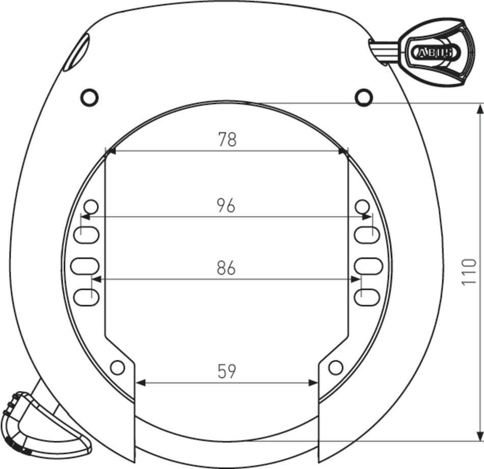 Abus Shield Xplus 5755L R OE Rahmenschloss Schlüssel (nicht abziehbar) black