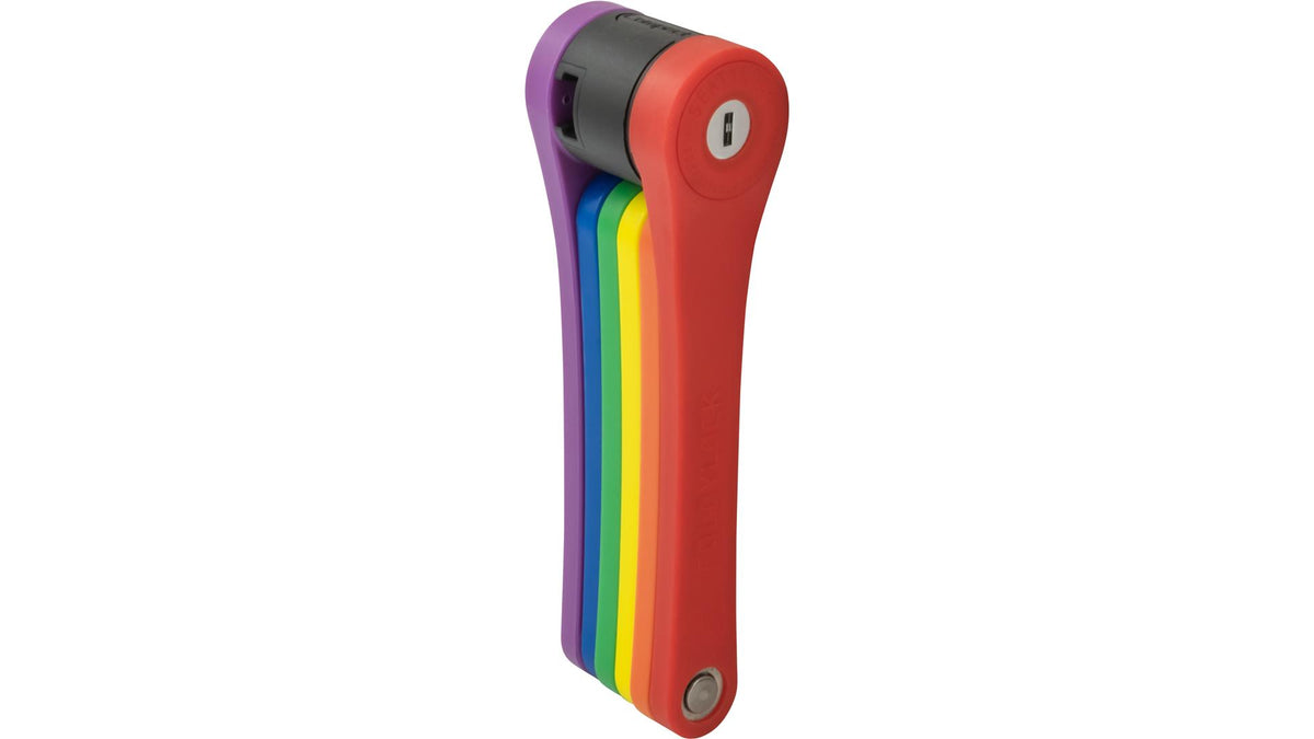 fahrradschloss mit farbpatrone kaufen Voxom Fahrradschloss Faltschloss 85 Compact regenbogen – Biketech24