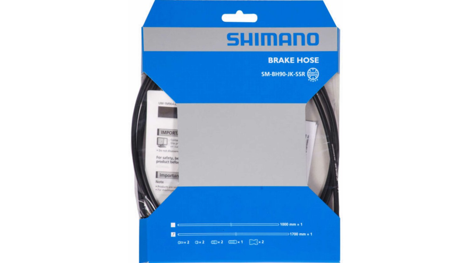 Shimano Bremsleitung SM-BH90-JK-SSR, 1.700 mm, Schwarz, Gerade - Gerade, 1 Stk.